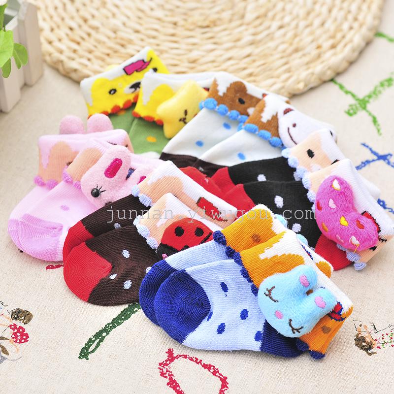 Baby socks with cartoon head Cartoon Socks children's socks three pairs of socks spring and autumn style children's socks thumbnail