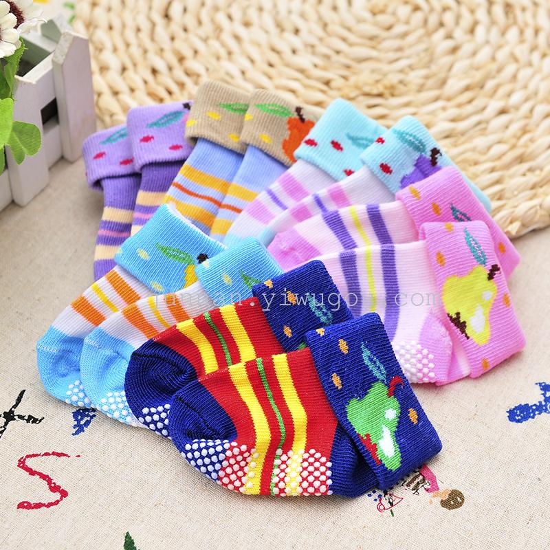 Three pairs and one card baby socks, cartoon socks, children's socks, spring and autumn anti-slip bottom socks details Picture