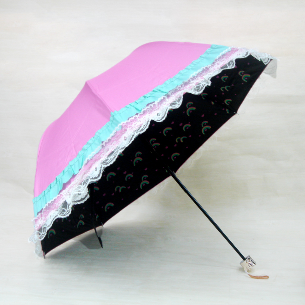 High-quality sun protection three-fold umbrella, ladies' fresh and elegant sunshade umbrella wholesale customization with logo printing