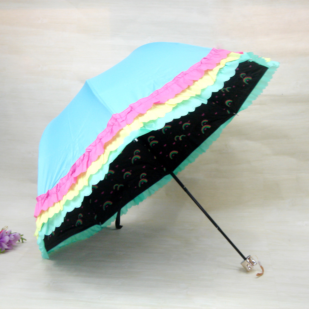 High-quality sun protection three-fold umbrella, ladies' fresh and elegant sunshade umbrella wholesale customization with logo printing Specification image