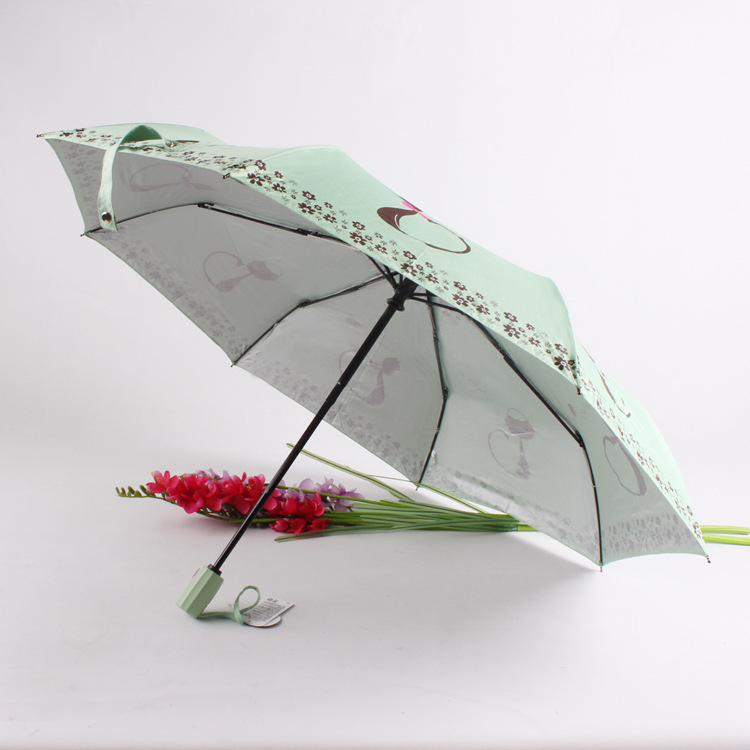 Alta calidad versión coreana gato lindo plata pegamento sunguard paraguas totalmente automático paraguas para las mujeres parasol personalizado al por mayor Specification image