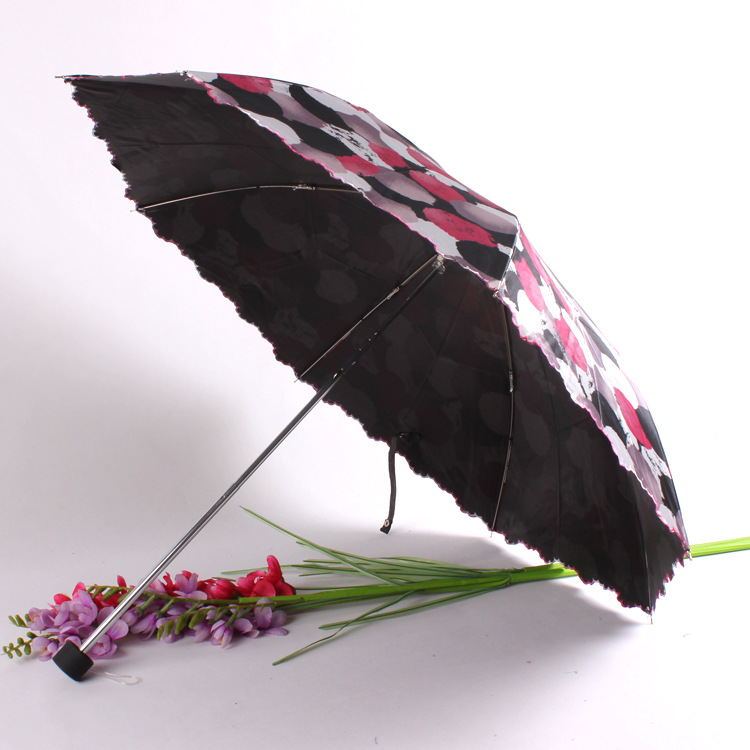 Wholesale and custom-made new Korean-style fashionable two-fold umbrella for women's premium sunshade pencil umbrella details Picture