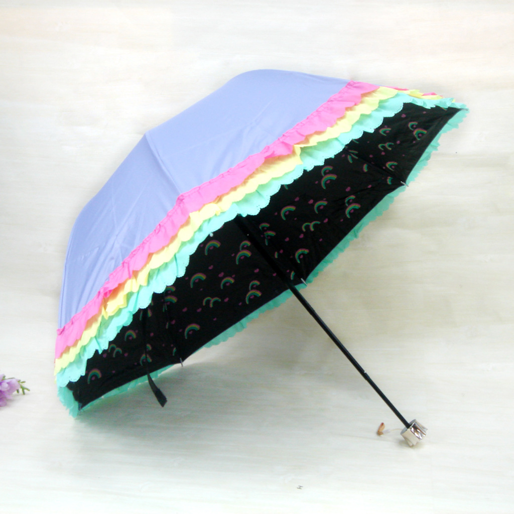 High-quality sun protection three-fold umbrella, ladies' fresh and elegant sunshade umbrella wholesale customization with logo printing details Picture