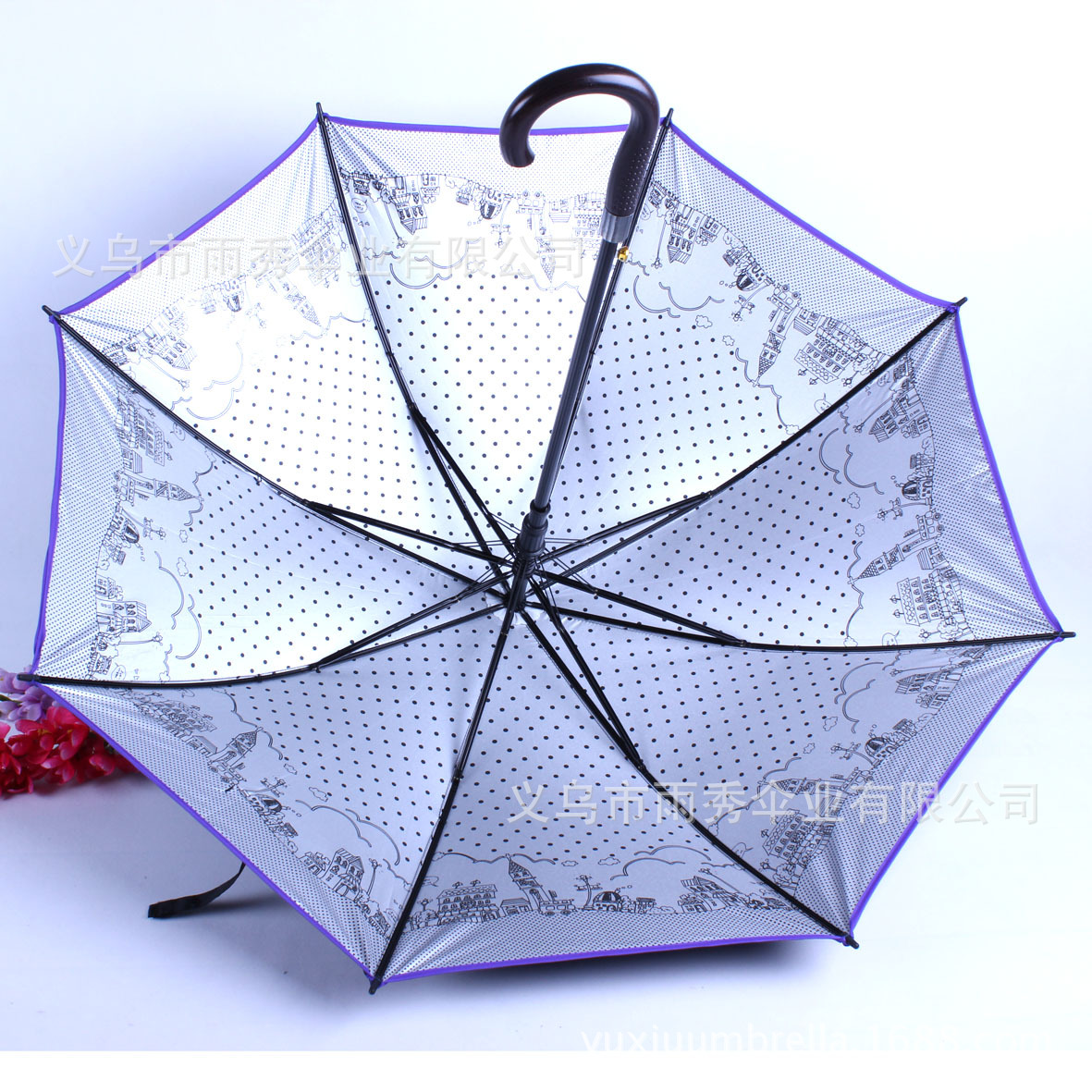 Wholesale and custom-made high-quality silver glue sun protection straight pole umbrellas, premium sunshade umbrellas, gift advertising umbrellas Application Scenario