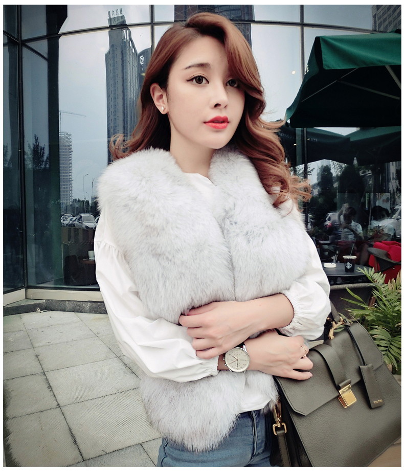 2016 New Haining Fur Vest Foreign Trade Short Imitation Fur Fox Hair Lady Fur Vest Vest