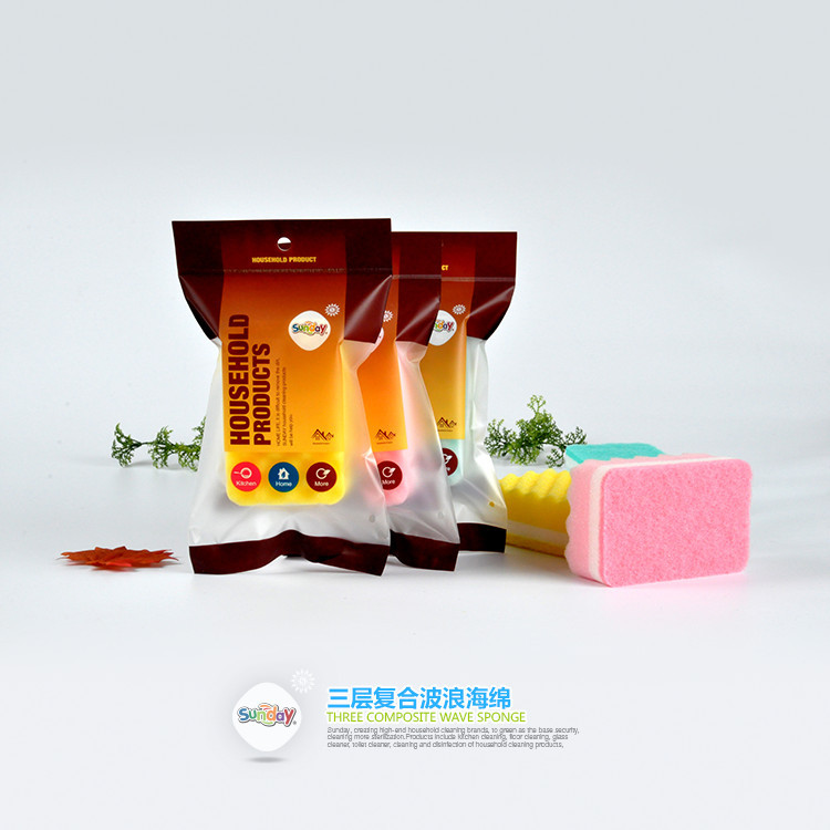 sunday三层波浪海绵1片装出口日本韩国厨房清洁用品