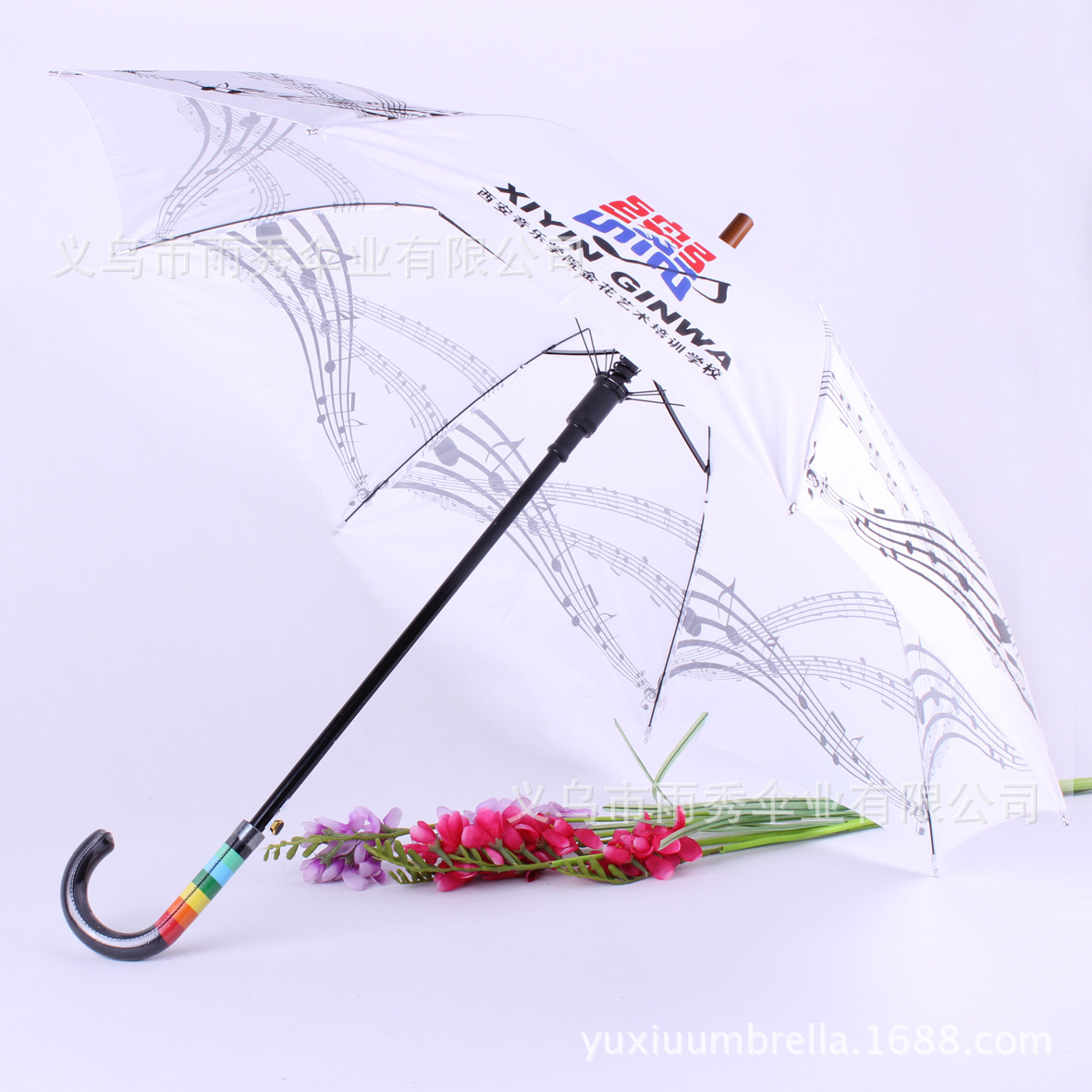 Wholesale and custom-made high-quality printed automatic straight pole umbrellas for school gifts and advertising umbrellas details Picture