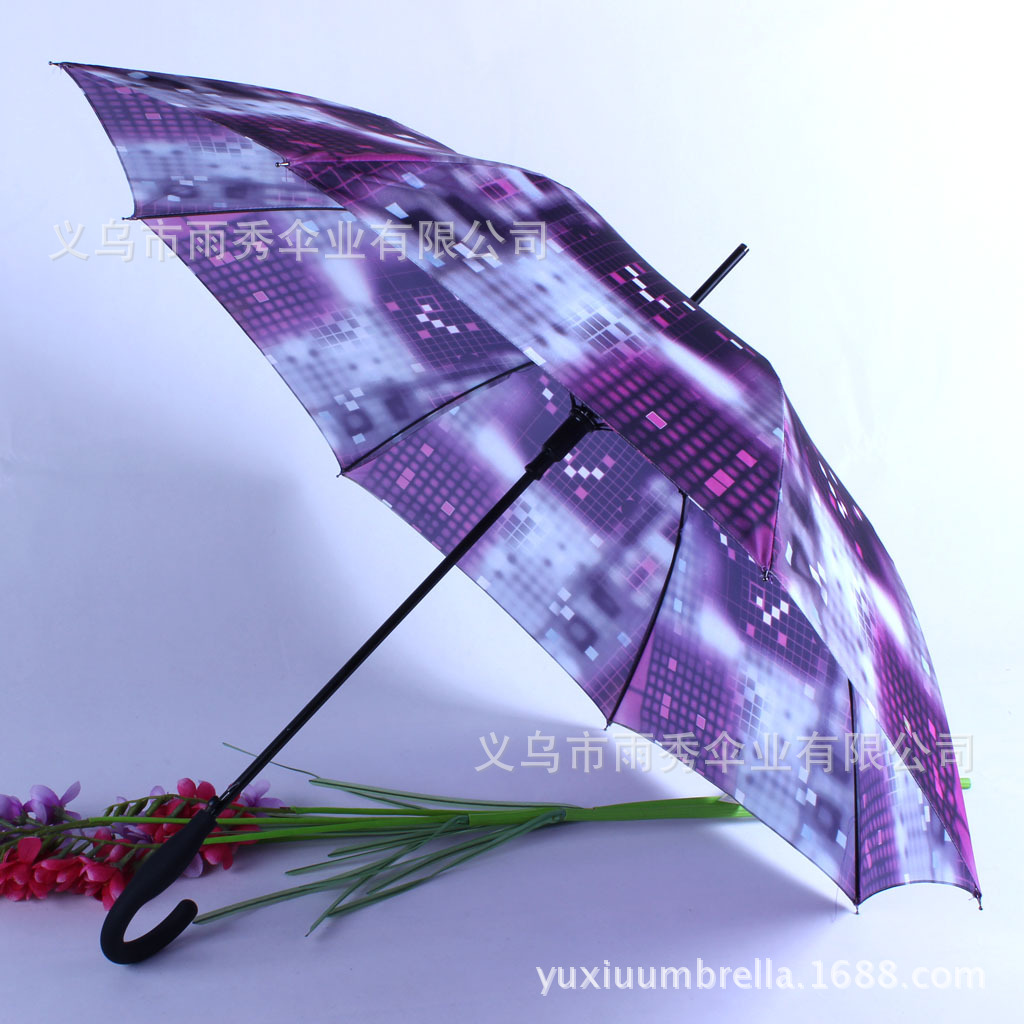 优质热转印印花直杆伞 外贸尾单雨伞 现货雨伞批发