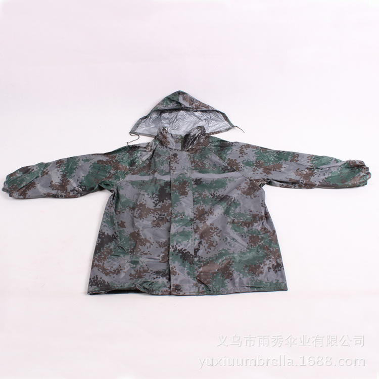 成人数码迷彩雨衣 摩托车电瓶车分体雨衣雨裤 批发订做