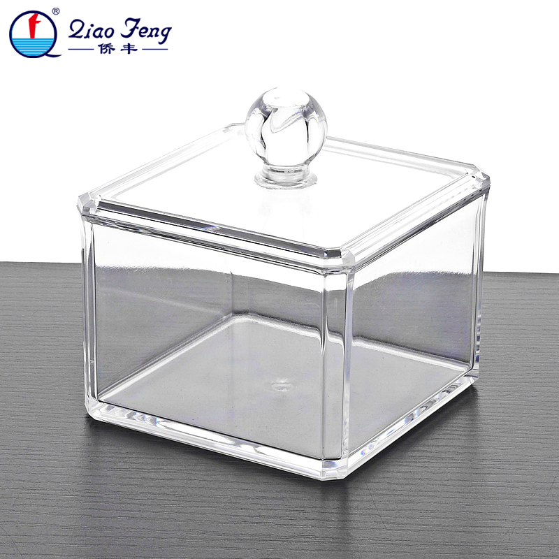 Qiaofeng transparent cosmetic cotton box cotton bud box desktop storage box dressing table jewelry box SF-1181.