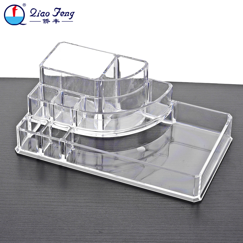 Qiaofeng Crystal Transparent Multi-compartment multi-functional Storage Box, Desktop storage box, Cosmetic Box SF-1118. Specification image