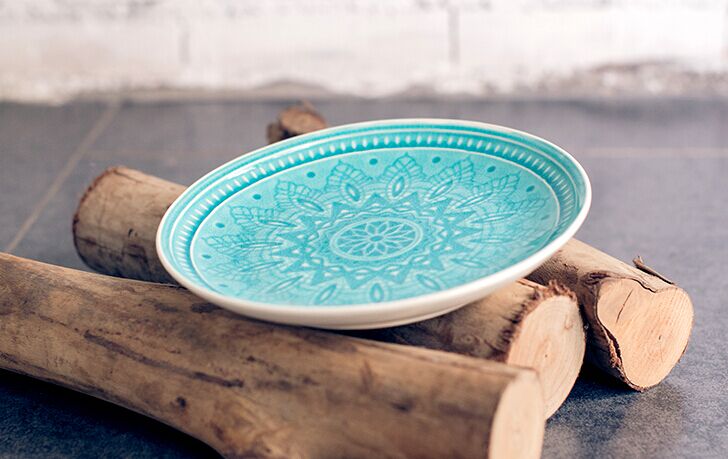 10.5-inch creative patterned ice-crack underglaze ceramic plate