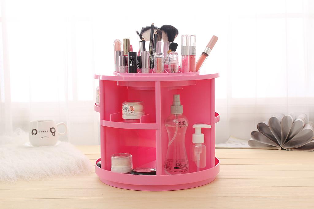360-degree rotating storage box, circular cosmetics desktop organization rack, custom Logo