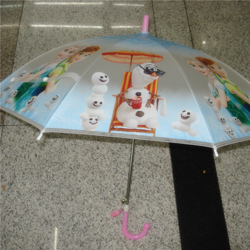 Fresh long-handled umbrellas for boys, girls and children, heat transfer printed girl pattern umbrellas, eco-friendly umbrellas