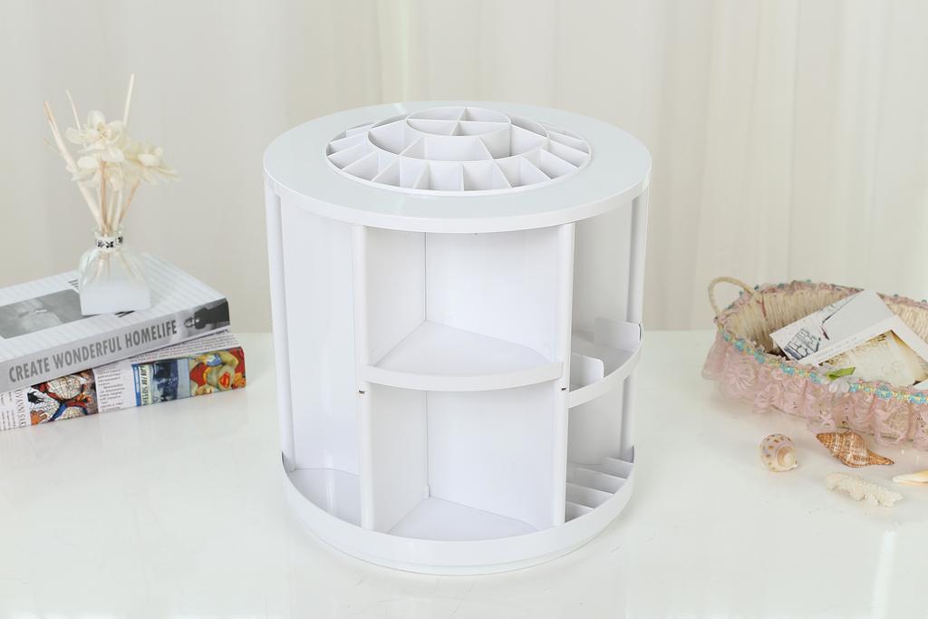 360-degree rotating storage box, circular cosmetics desktop organization rack, custom Logo Specification image