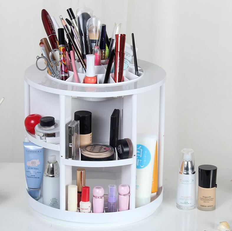 360-degree rotating storage box, circular cosmetics desktop organization rack, custom Logo details Picture