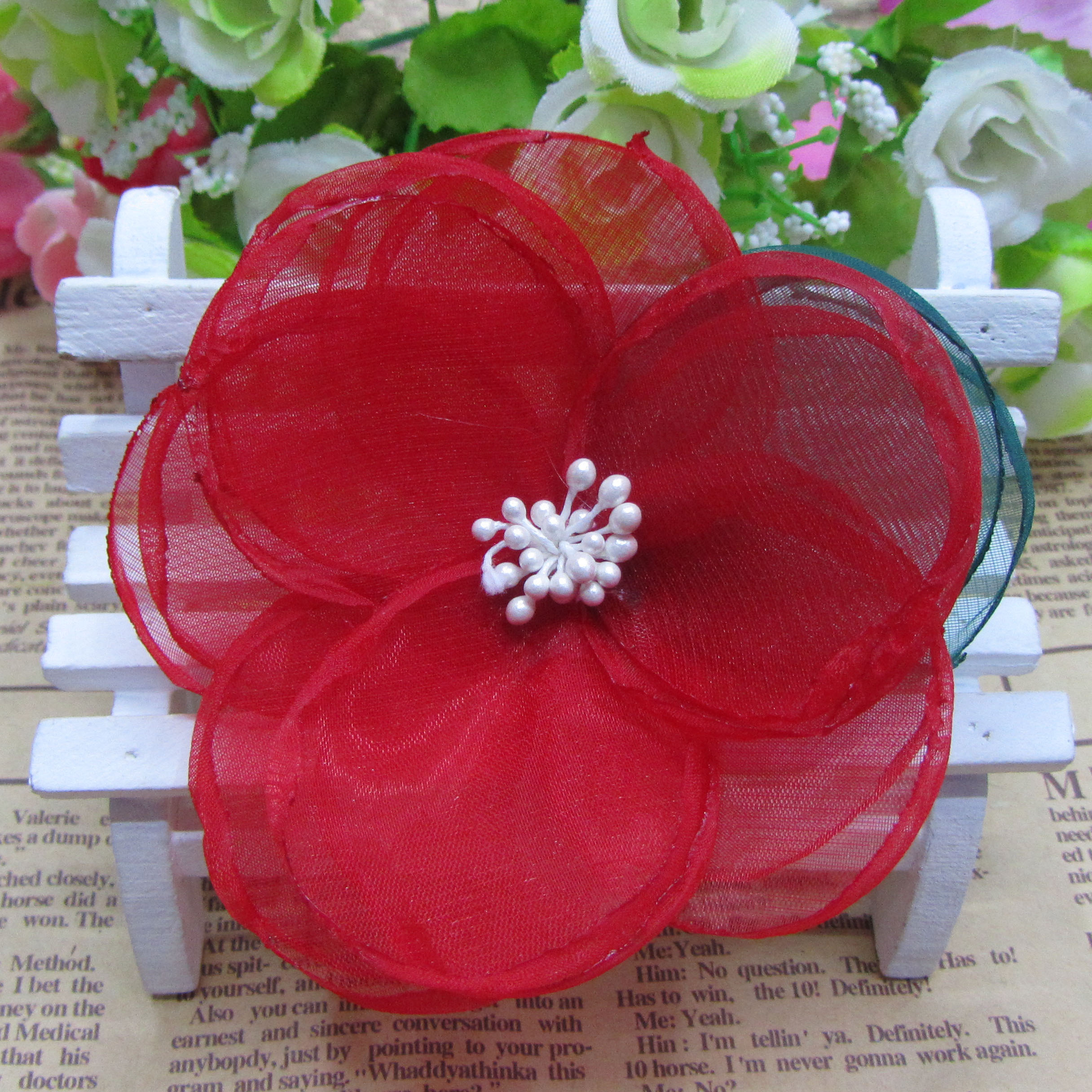 厂家直销发饰韩国饰品唯美仿真花朵发夹韩版韩式边夹头饰