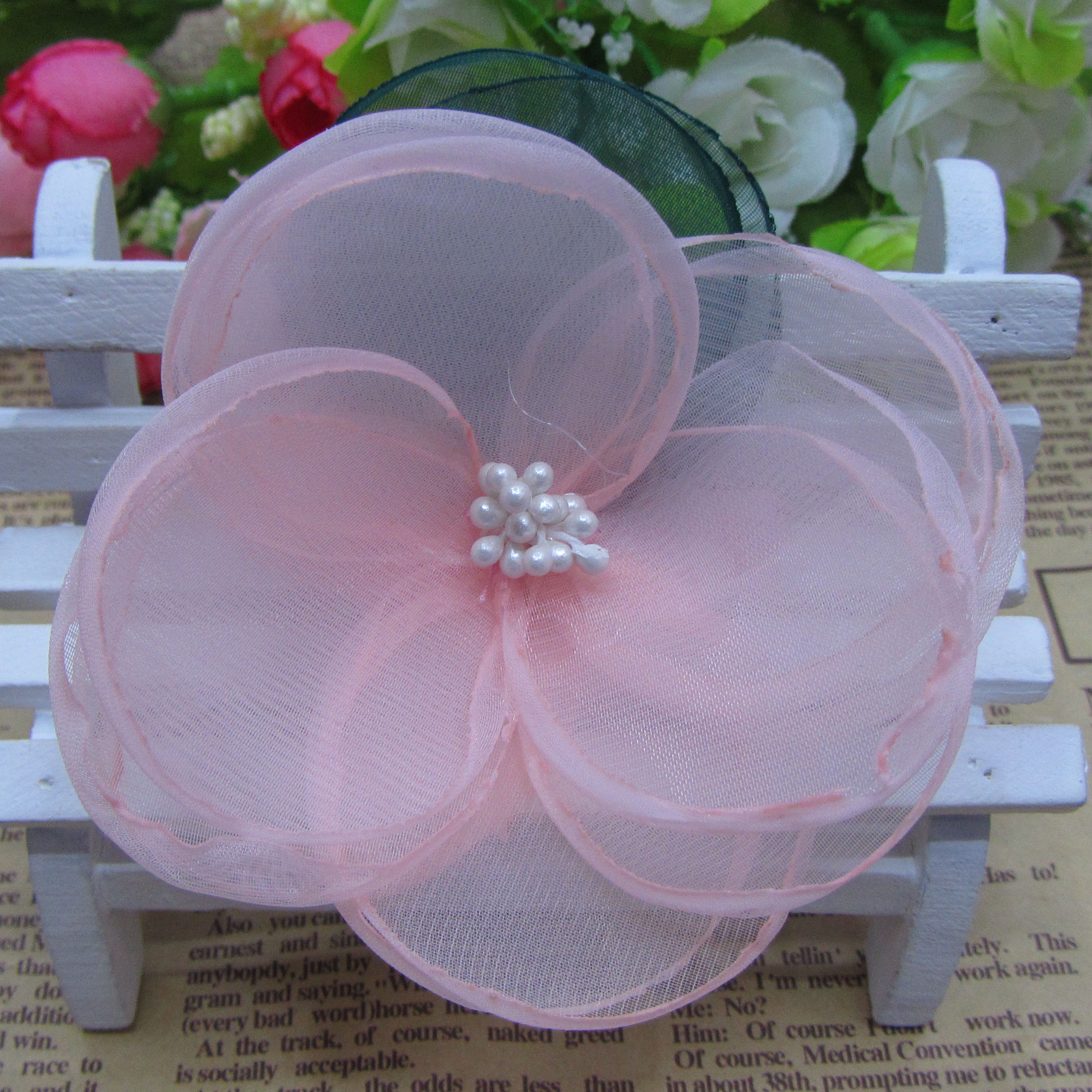 厂家直销发饰韩国饰品唯美仿真花朵发夹韩版韩式边夹头饰产品图