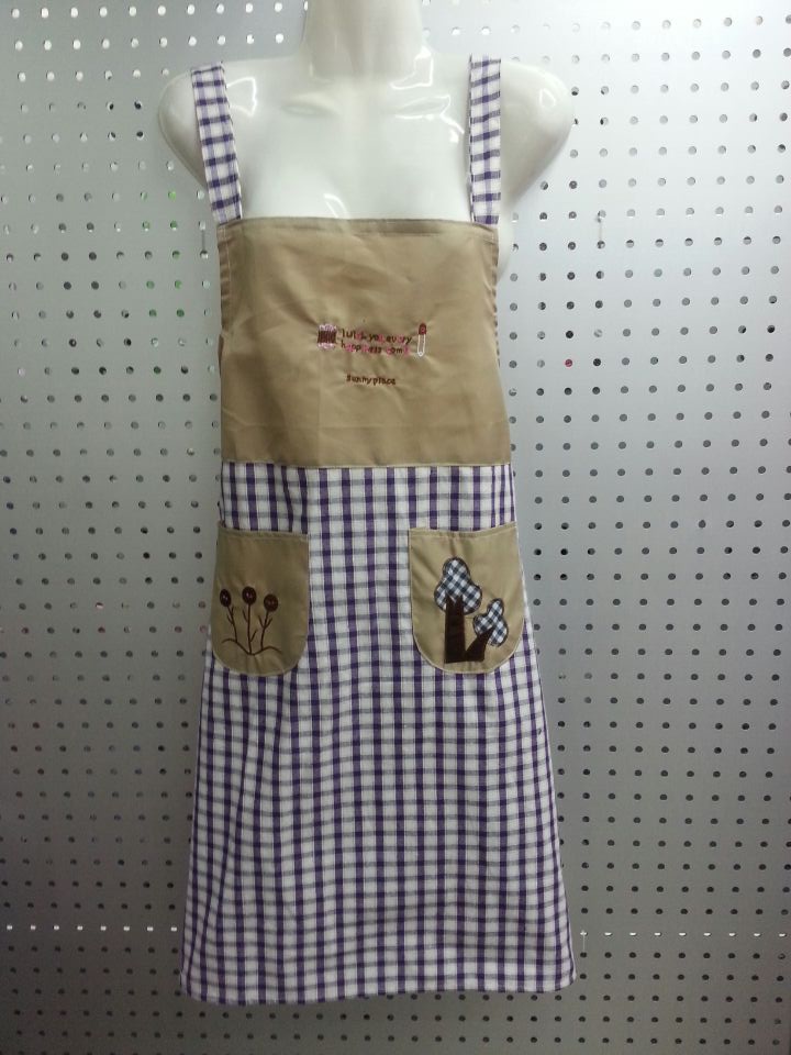 2015 Cotton Plaid Apron Embroidered Apron Strap Apron Korean Version Apron Anti-Fouling Apron Specification drawing