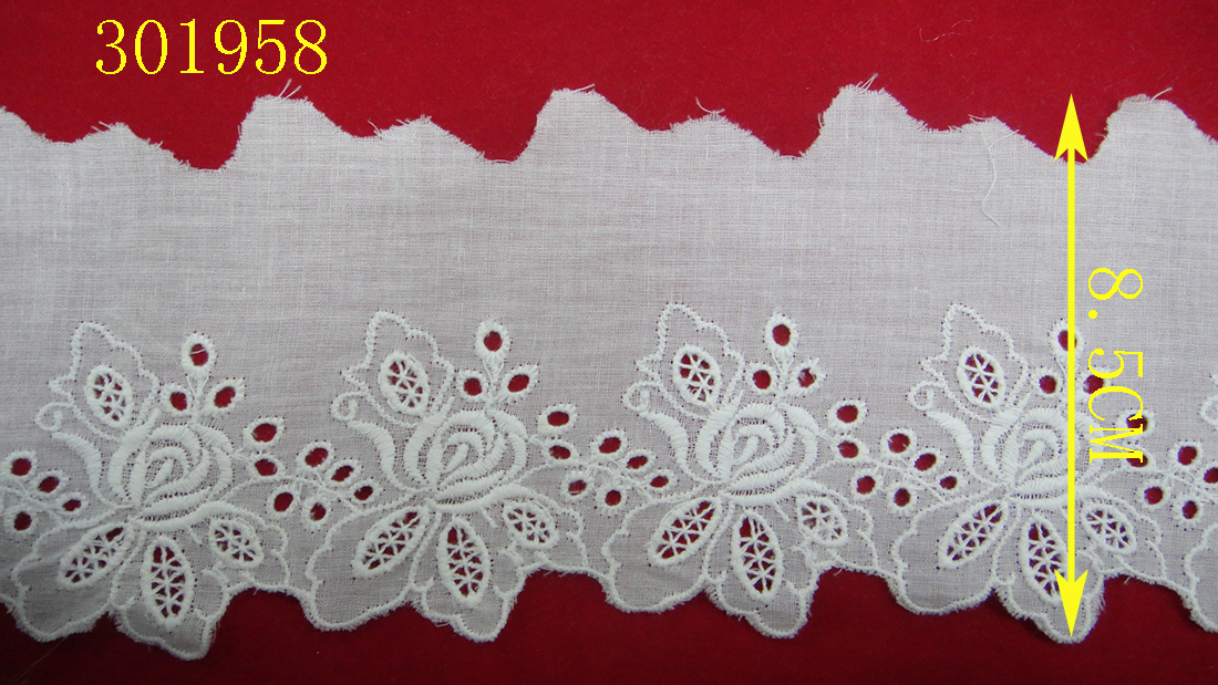 DIY handcrafted cotton fabric clothing and home textiles with pure cotton embroidery lace details Picture