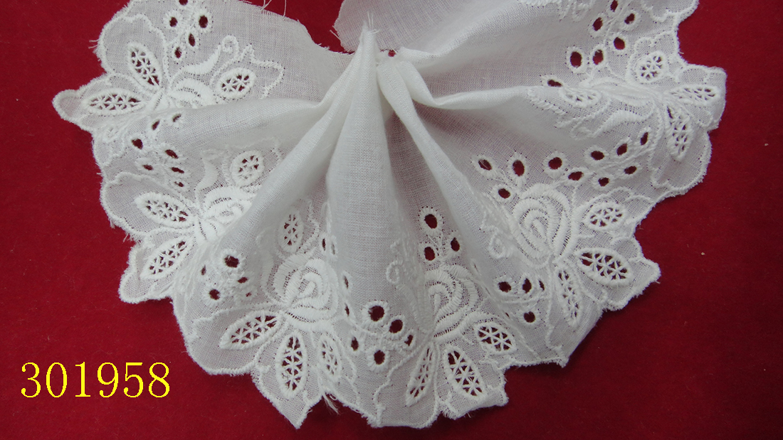 DIY handcrafted cotton fabric clothing and home textiles with pure cotton embroidery lace