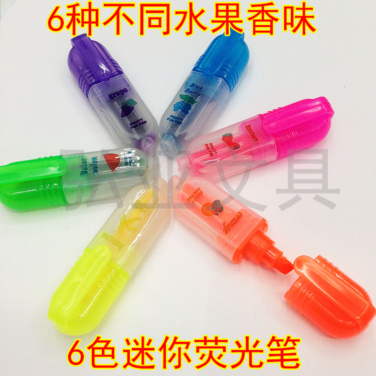 Fruit scented highlighter Small highlighter mini highlighter Smiley face weird face grimace