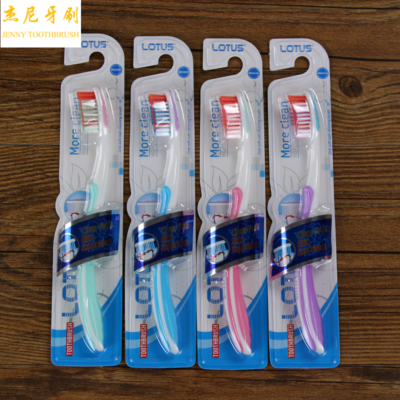 Toothbrush for couples Adult oral cleaning brush with vertical stripe handle Soft bristle toothbrush L-405 thumbnail