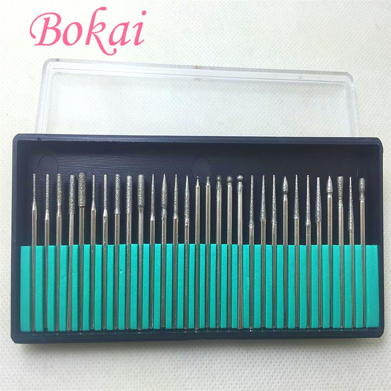 30只盒装迷你电磨电钻专用配件玉雕金刚石砂打磨头磨针磨棒细节图