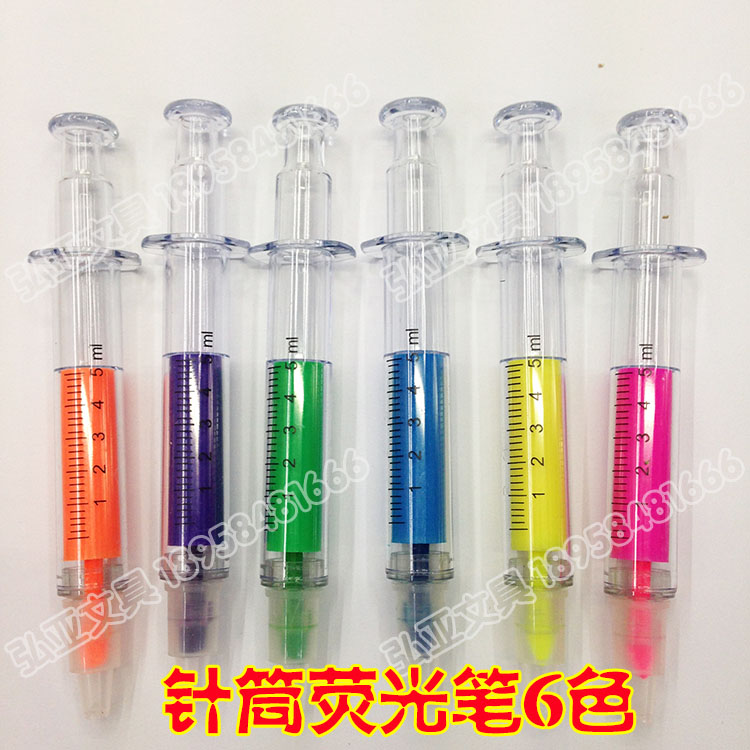 Syringe highlighter 6 color stylus gift pen advertising pen