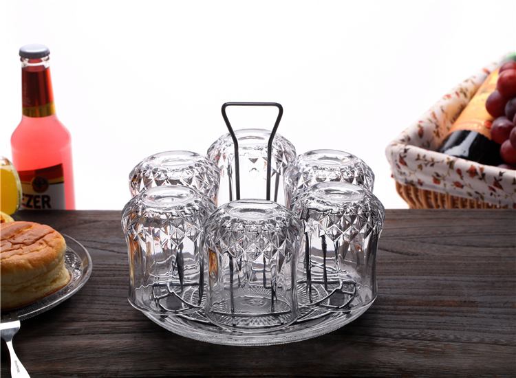 不锈钢杯架沥水 玻璃杯倒挂架 茶杯置物架含盘 家居六头产品图