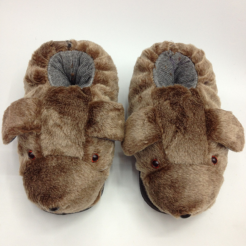 冬季保暖卡通动物电视棉鞋 泡沫底 长毛绒 多色