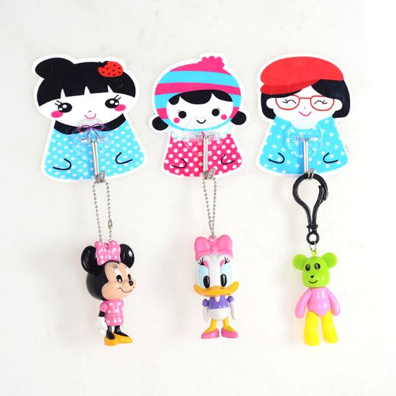 Creative power behind the door magic girl seamless hooks strong viscose wall hanging non-nail adhesive hooks thumbnail