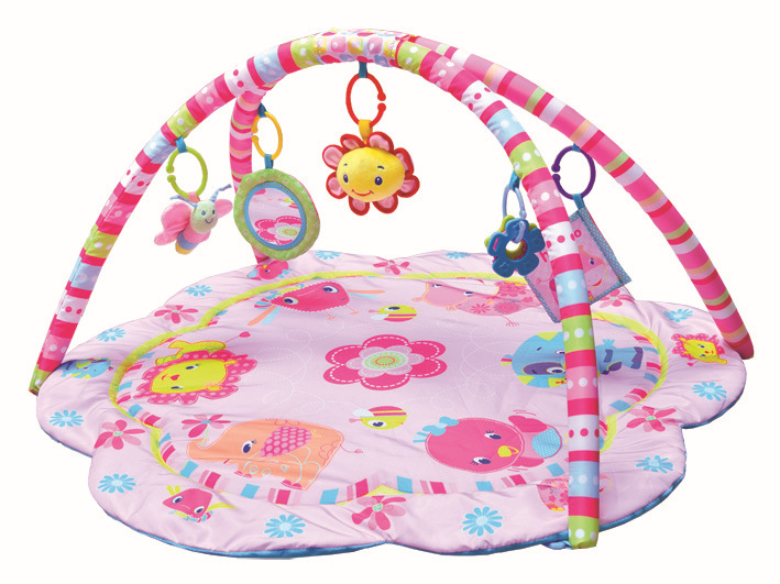 宝宝游戏垫粉色花瓣游戏毯婴儿游戏垫带音乐爬行垫图