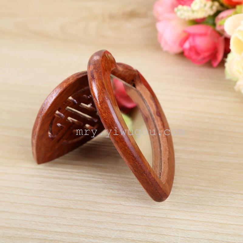 厂家直销随身便携时尚高档檀香木镜折叠化妆镜