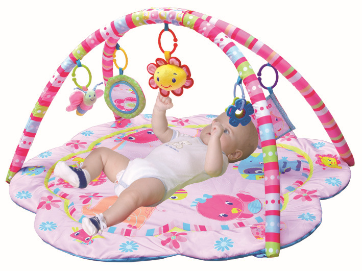 宝宝游戏垫粉色花瓣游戏毯婴儿游戏垫带音乐爬行垫产品图