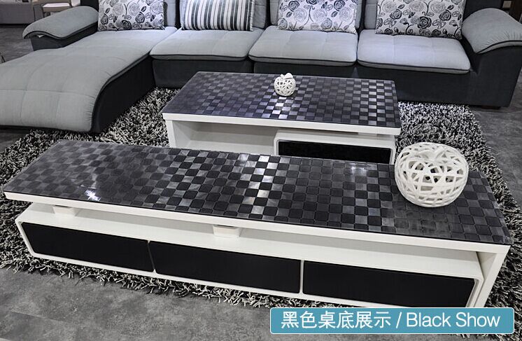 PVC水晶板 龙塑透明餐桌布 PVC软玻璃 防水餐桌垫格子花细节图