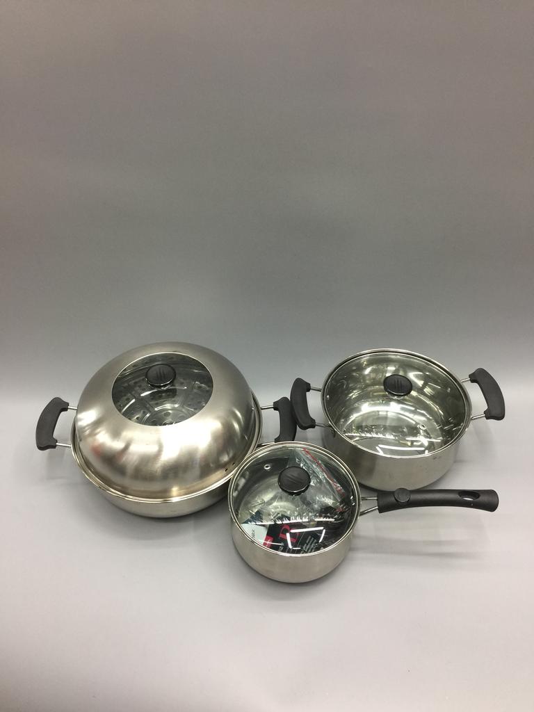 Stainless steel Korean-style three-piece steamer, milk pot and soup pot Specification image
