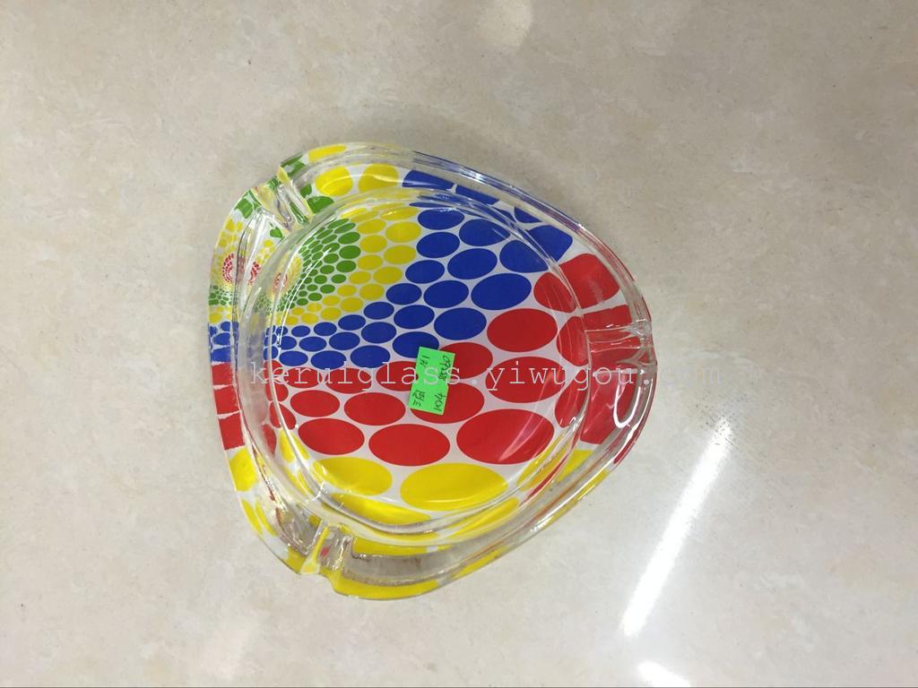 玻璃圆烟缸彩色烤花 G1017-2产品图