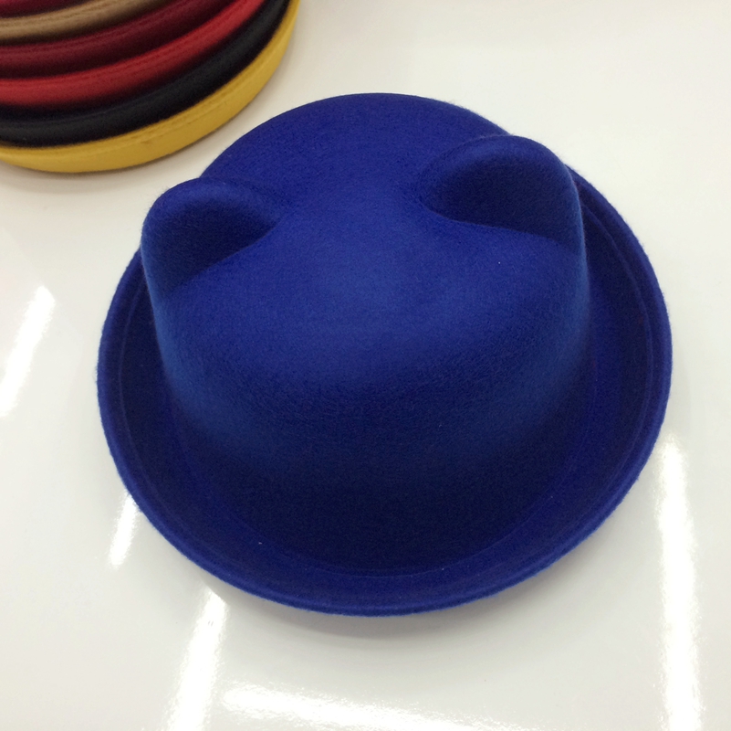 Imitation Wool Cat Ears Small Gift Hat For Women Autumn Winter Day Korean Fashion Equestrian Hat Wool Basin Hat details Picture