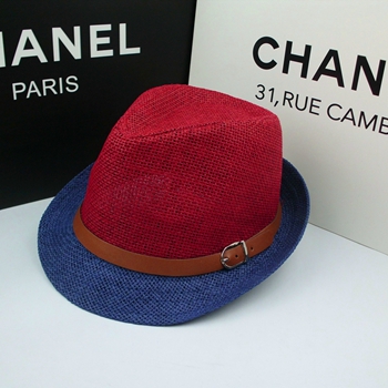 Wholesale Fashion New Straw Jazz Hat Top Hat Color Contrast Breathable Beach Hat Belt Straw Hat