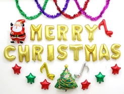 Christmas aluminum foil balloons, Christmas venue decoration and arrangement, Santa Claus, snowman, reindeer balloon party details Picture