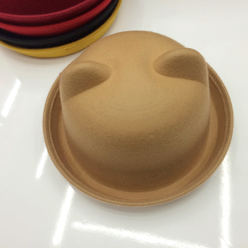 Imitation Wool Cat Ears Small Gift Hat For Women Autumn Winter Day Korean Fashion Equestrian Hat Wool Basin Hat Specification drawing