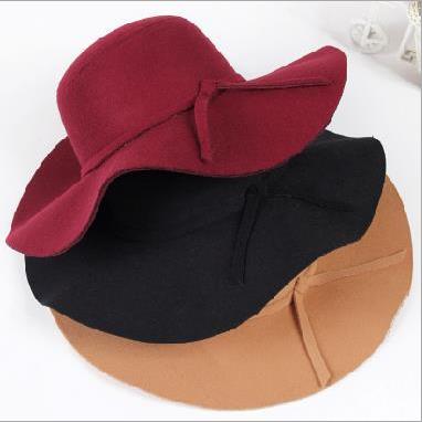 Small Pepper Korean Woolen Big-Eave Hat Autumn And Winter British Women's Wool Hat British Hat Imitation Wool Top Hat Application Scenario