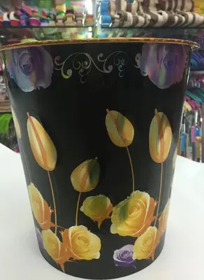 Plastic trash can Fashion creative printed wastebasket Household toilet bucket colorful trash can thumbnail