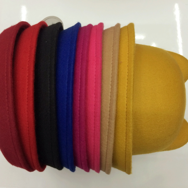 Imitation Wool Cat Ears Small Gift Hat For Women Autumn Winter Day Korean Fashion Equestrian Hat Wool Basin Hat
