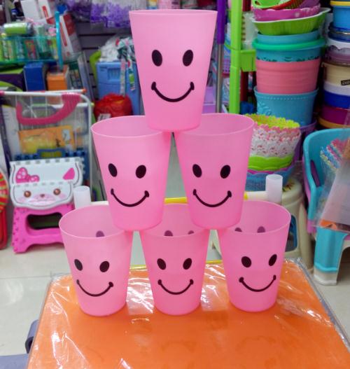 Candy-colored toothbrush cup big mouth smiley face rinse cup Couple wash cup plastic brush cup water cup thumbnail