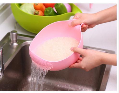 Household kitchen rice washing machine with handle rice washing sieve thickened plastic fruit basket washing vegetable basket trumpet