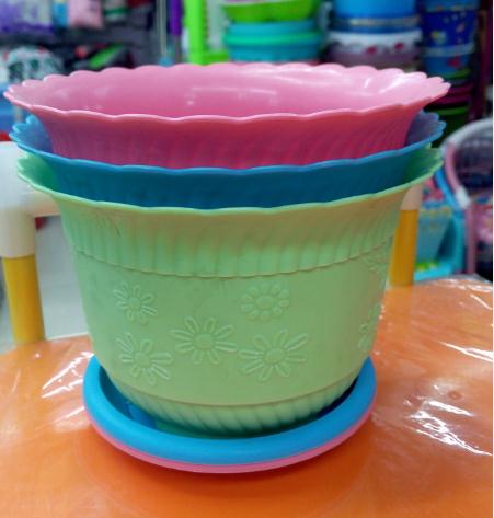 Plastic personalised thickened round table top office planter with tray thumbnail