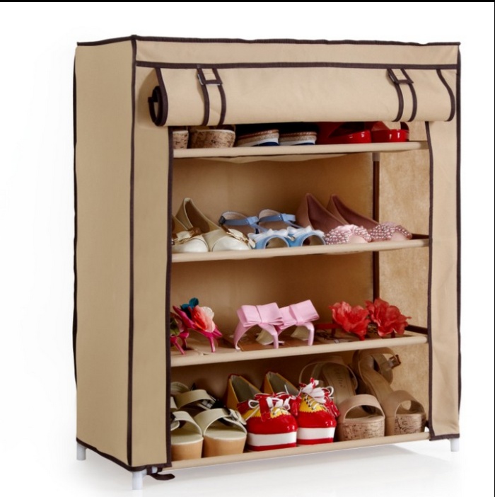 Simple shoe cabinet creative multi-layer dust-proof combination non-woven shoe cabinet factory 4-layer shoe rack