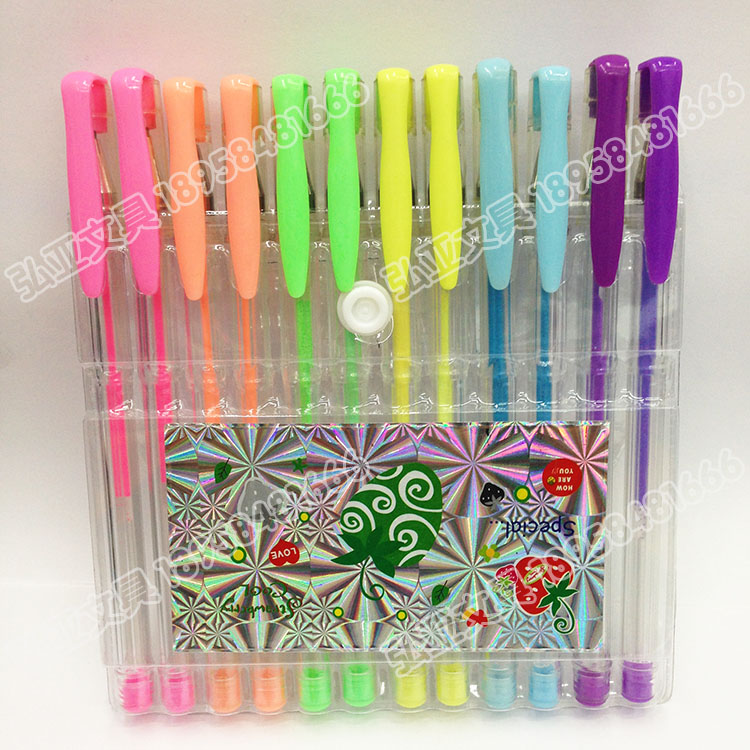Color neutral pen 12 colors cream color metal color flash color fluorescent color
